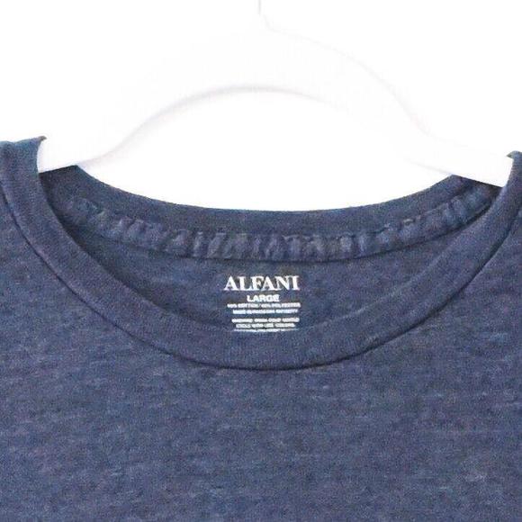 Alfani Mens Blue Gray Cotton T-Shirt Heathered Solid Casual Crew Short Sleeve L - Picture 5 of 5